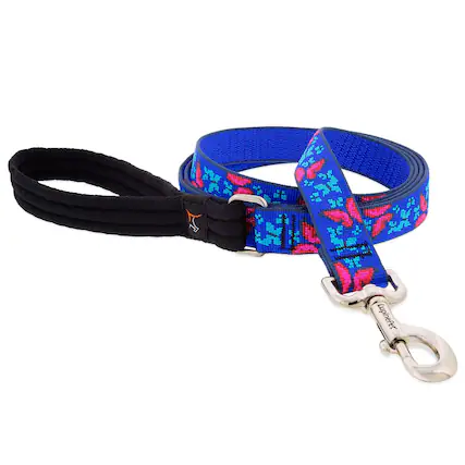 Front. LupinePet - LupinePet Blue/Pink Social Butterfly Nylon Dog Leash One Size Fits All - Multicolored.