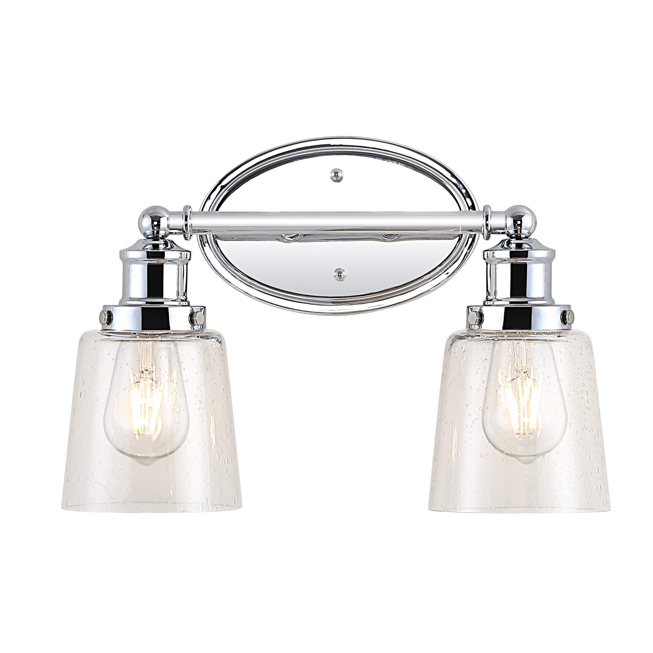 "Jonathan Y - Beverly 15"" 2-Light Iron/Seeded Glass Classic Cottage LED Vanity Light - Chrome" price history on PriceWatchPro