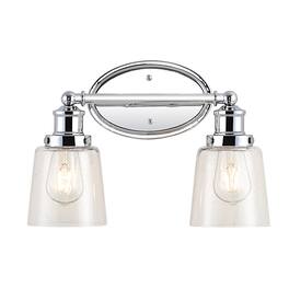 Jonathan Y - Beverly 15" 2-Light Iron/Seeded Glass Classic Cottage LED Vanity Light - Chrome