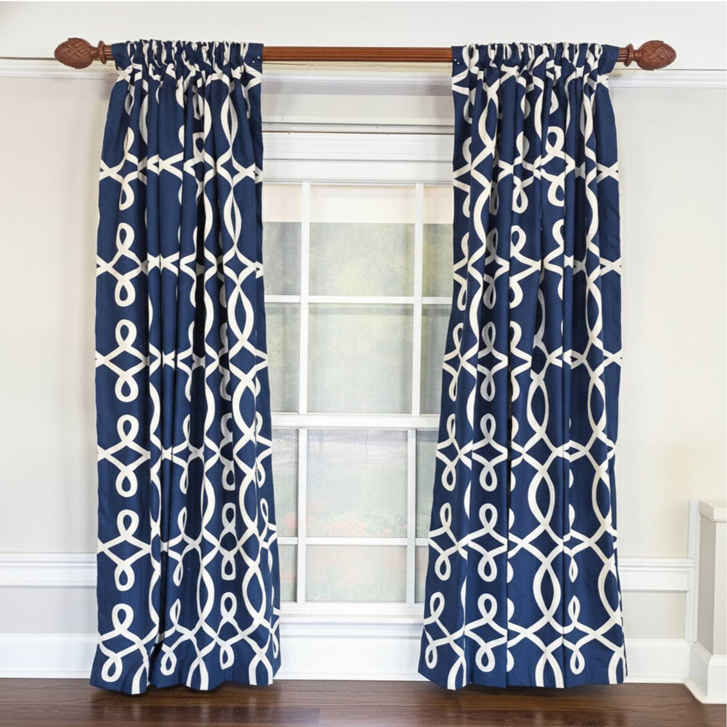 Angle. RLF Home - RLF Home Oblique 100% Cotton Rod Pocket Window Curtain set of 2 Panels 100" x 84" Navy - Navy.