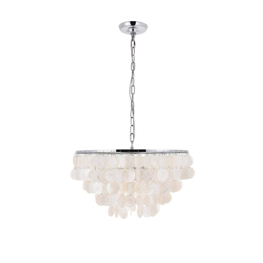 Alt View 3. Living District - Selene 4 light Chrome Pendant - Chrome And White.
