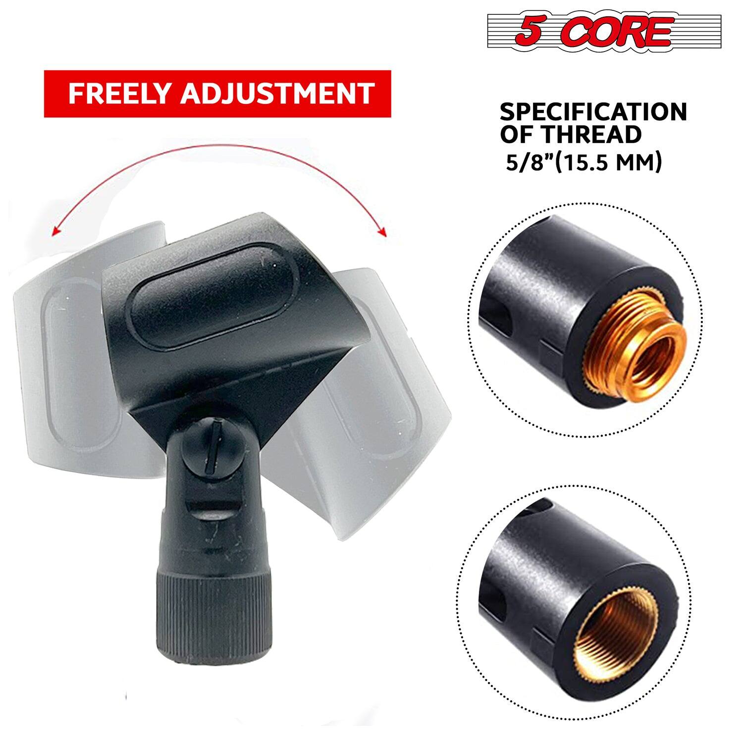 The corrected text is: "5 CORE FREELY ADJUSTMENT SPECIFICATION OF THREAD 5/8" (15.5 MM)."