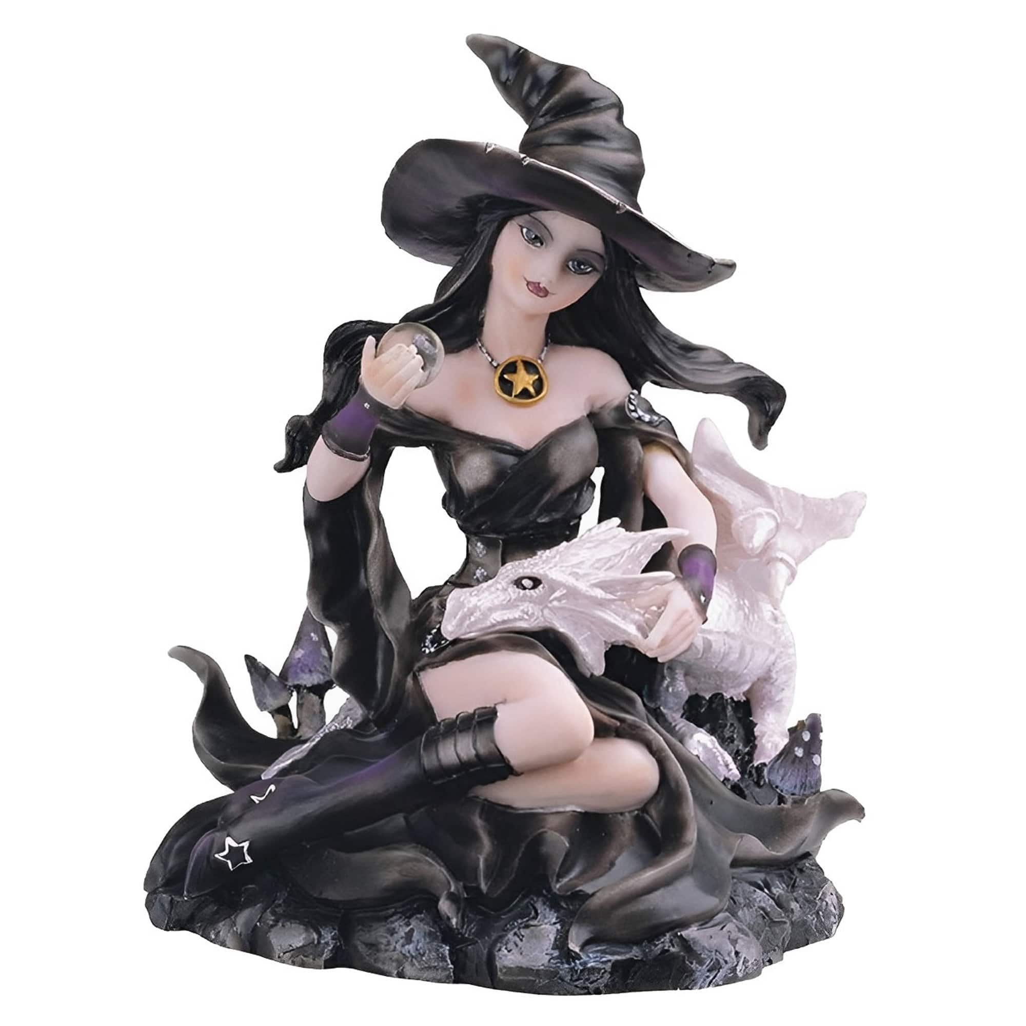FC Design - 6"H Sorceress Witch with Dragon Figurine Statue Office/Computer Desk Tabletop Medieval Gaming Home Decor Gift - Multi-Color