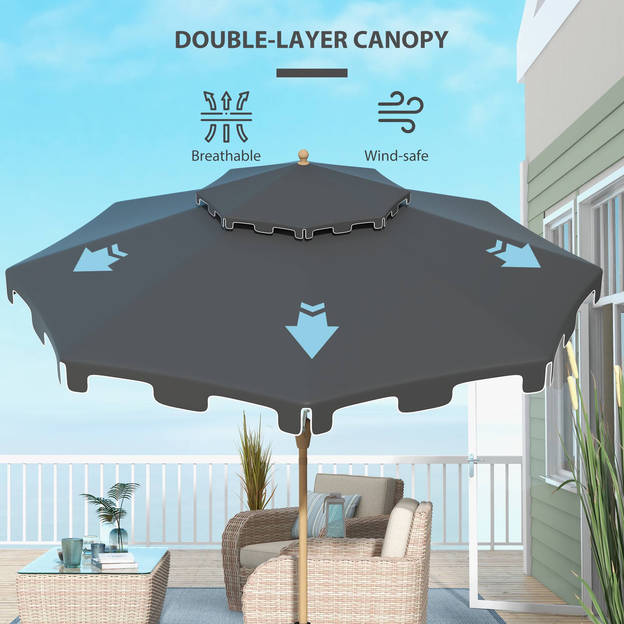 DOUBLE-LAYER CANOPY

Breathable

Wind-safe