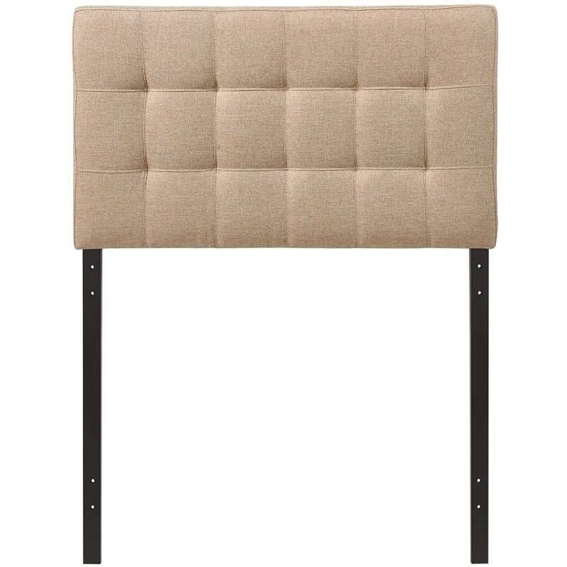 Angle. Hivvago - Twin size Modern Beige Tan Taupe Fabric Tufted Upholstered Headboard - Beige.