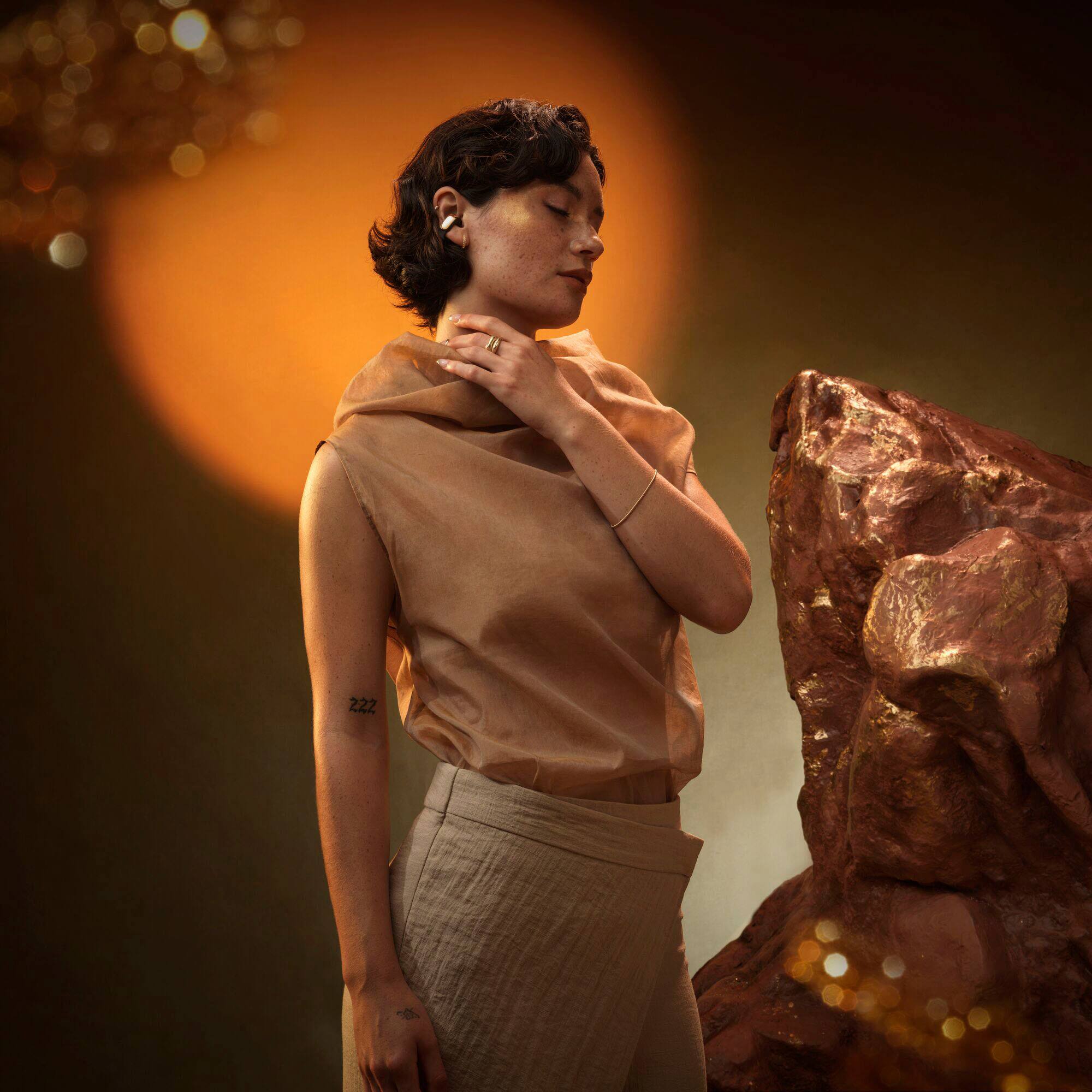 Alt View 6. Bose - Ultra Open-Ear True Wireless Open Earbuds - Desert Gold.