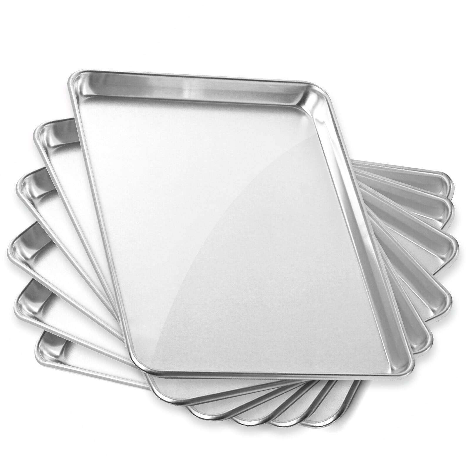 Front. GRIDMANN - 13 x 18-in 6pk - Commercial Aluminum Cookie Sheets - Silver.