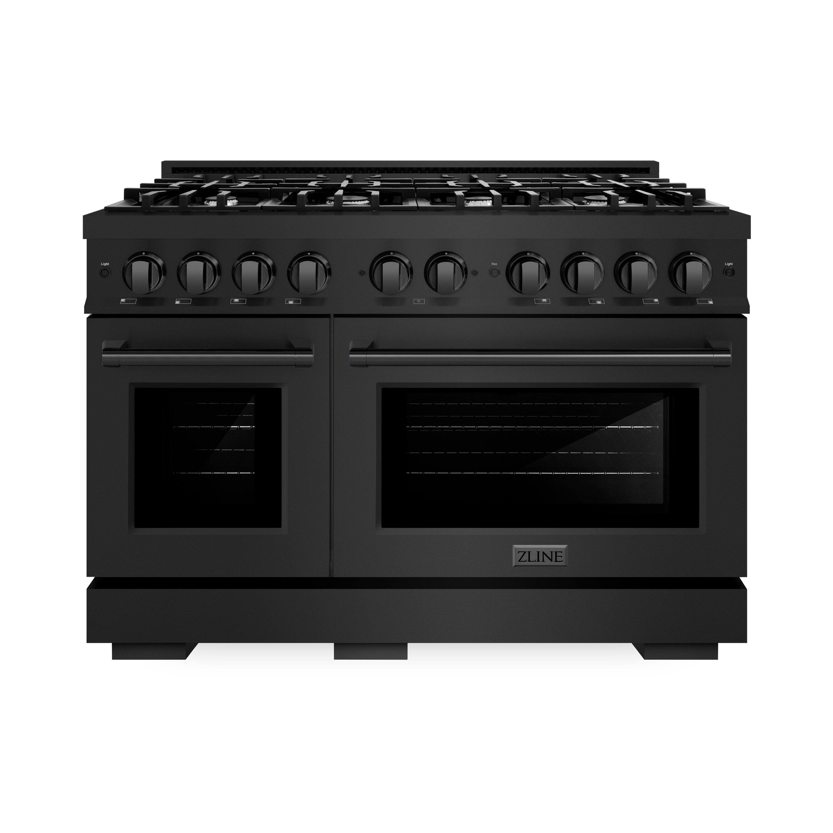 Front. ZLINE - ZLINE 48" Select Double Oven Dual Fuel Range with 8 Burners Steel (HDRB-48) - Black Stainless.