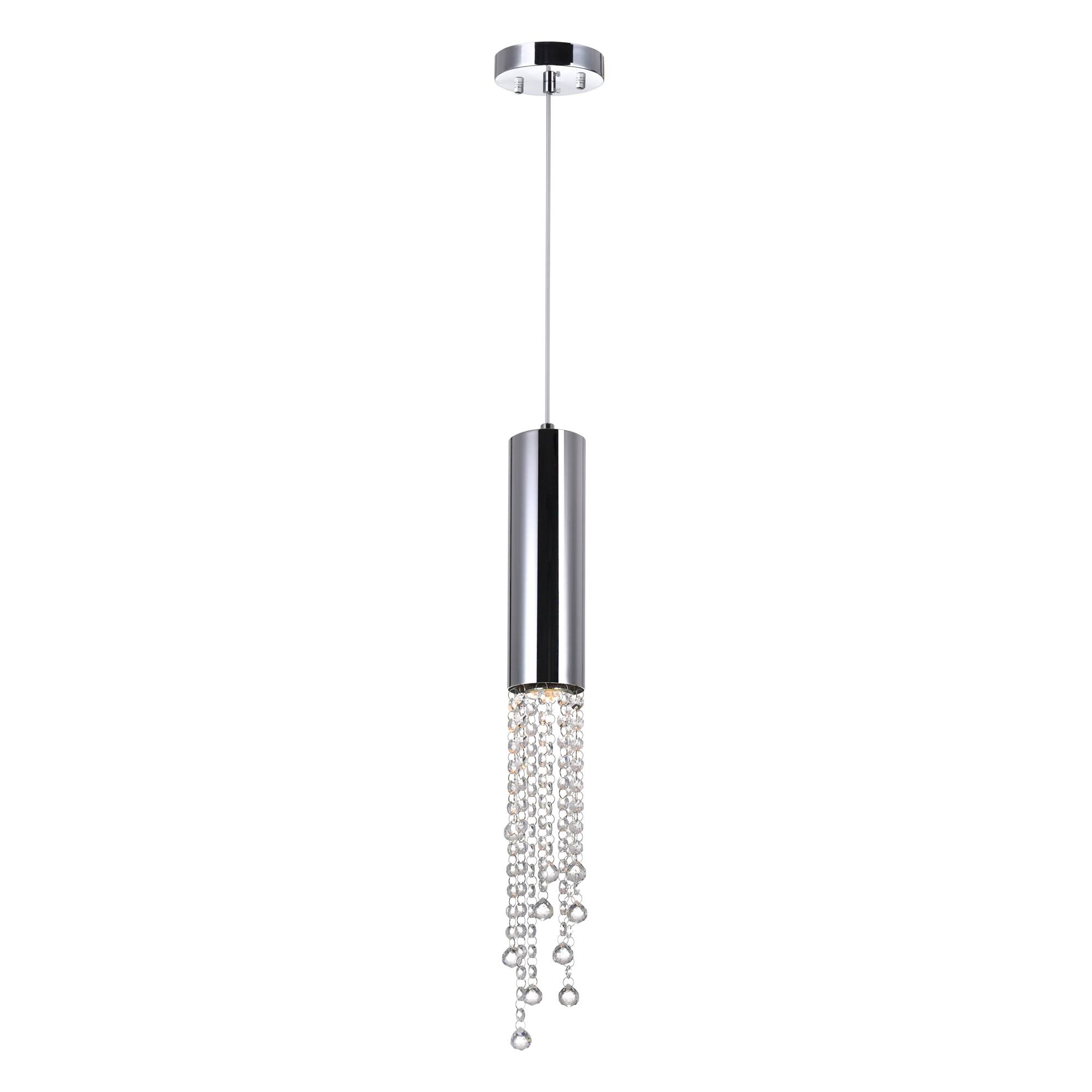 Front. CWI Lighting - Extended 1 Light Down Mini Pendant With Chrome Finish - Chrome.
