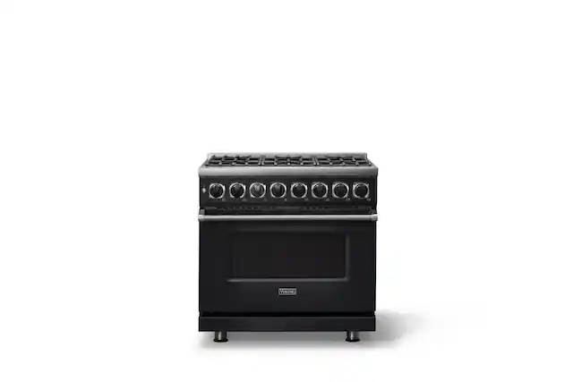 Front. Viking - 36 in. Wide 6 Burner Dual Fuel Sealed Burner Range - Onyx.