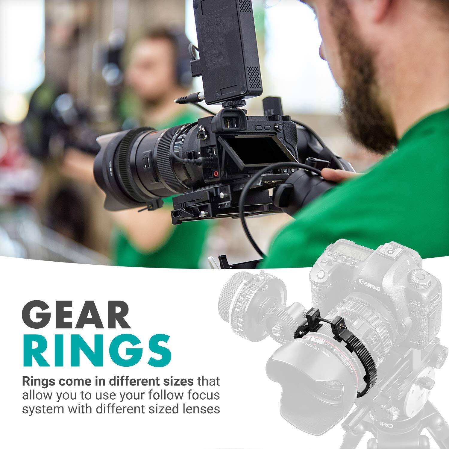 GEAR RINGS

Rings come in different sizes that allow you to use your follow focus system with different sized lenses.