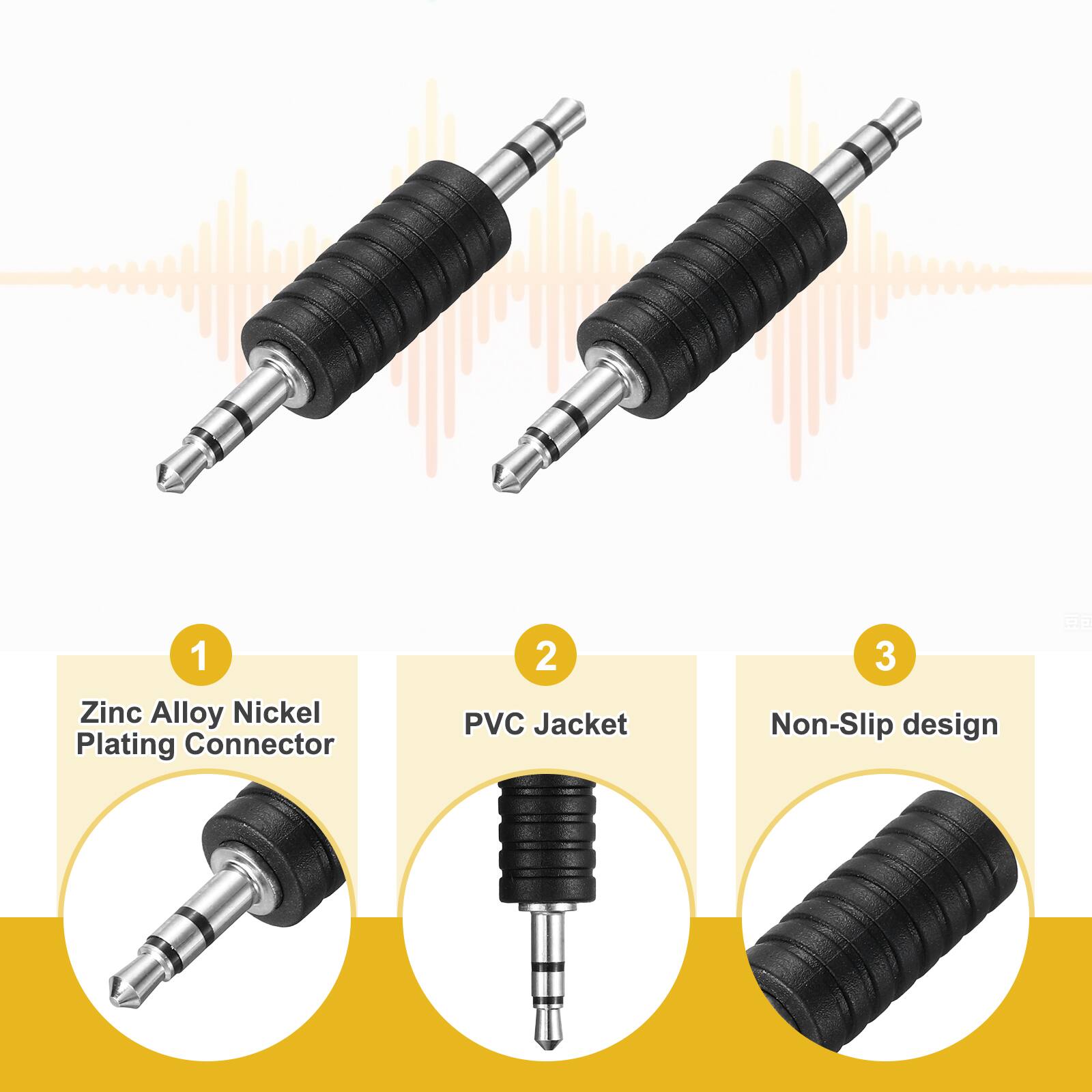 1. Zinc Alloy Nickel Plating Connector  
2. PVC Jacket  
3. Non-Slip design