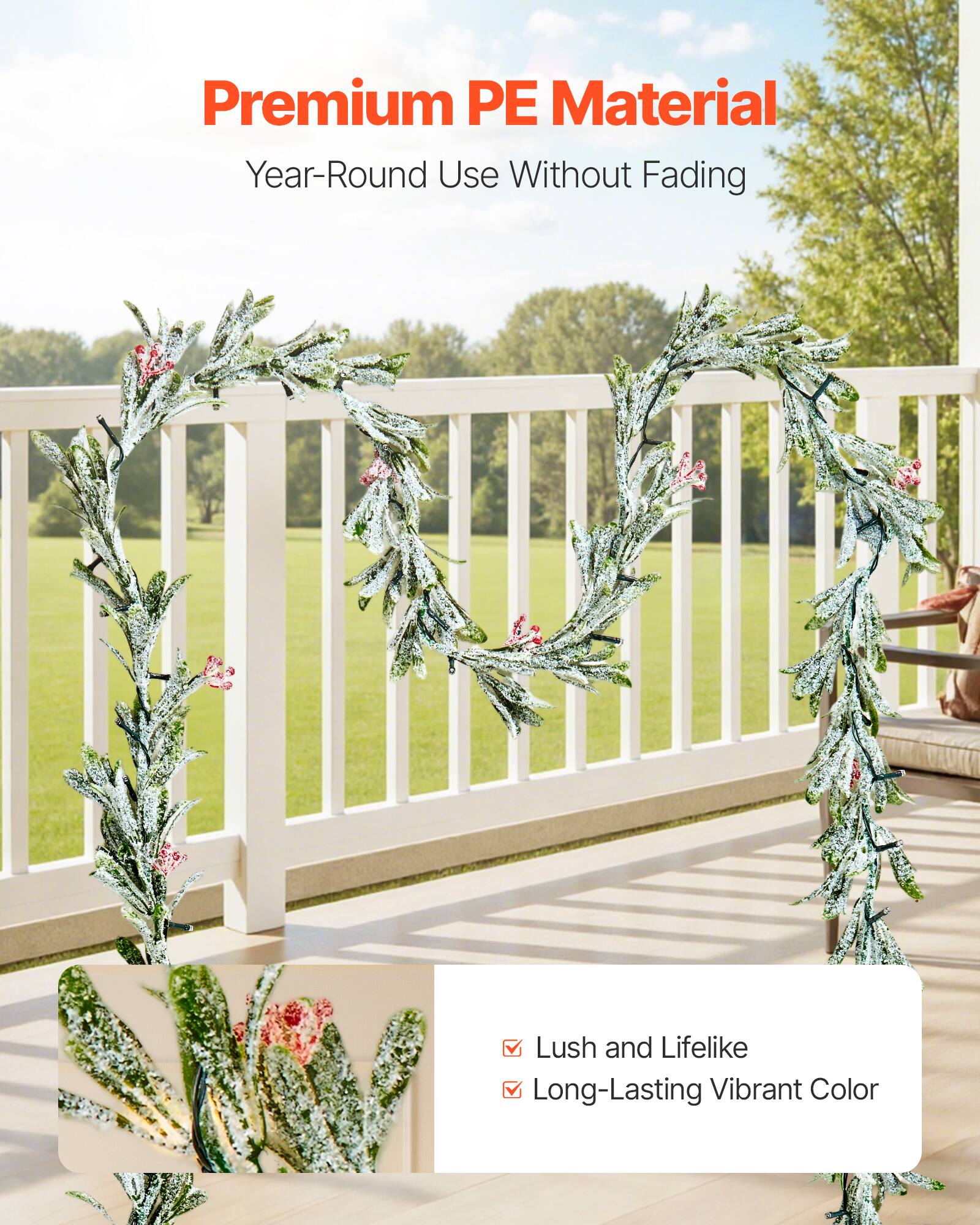 Premium PE Material  
Year-Round Use Without Fading  

- Lush and Lifelike  
- Long-Lasting Vibrant Color