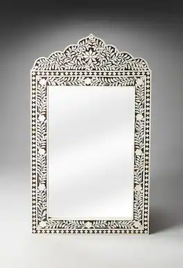 Butler Specialty - Vivienne 27.75 in. W x 50 in. H Rectangular Bone Inlay Vertical Hanging Accent Wall Mirror - Dark Brown
