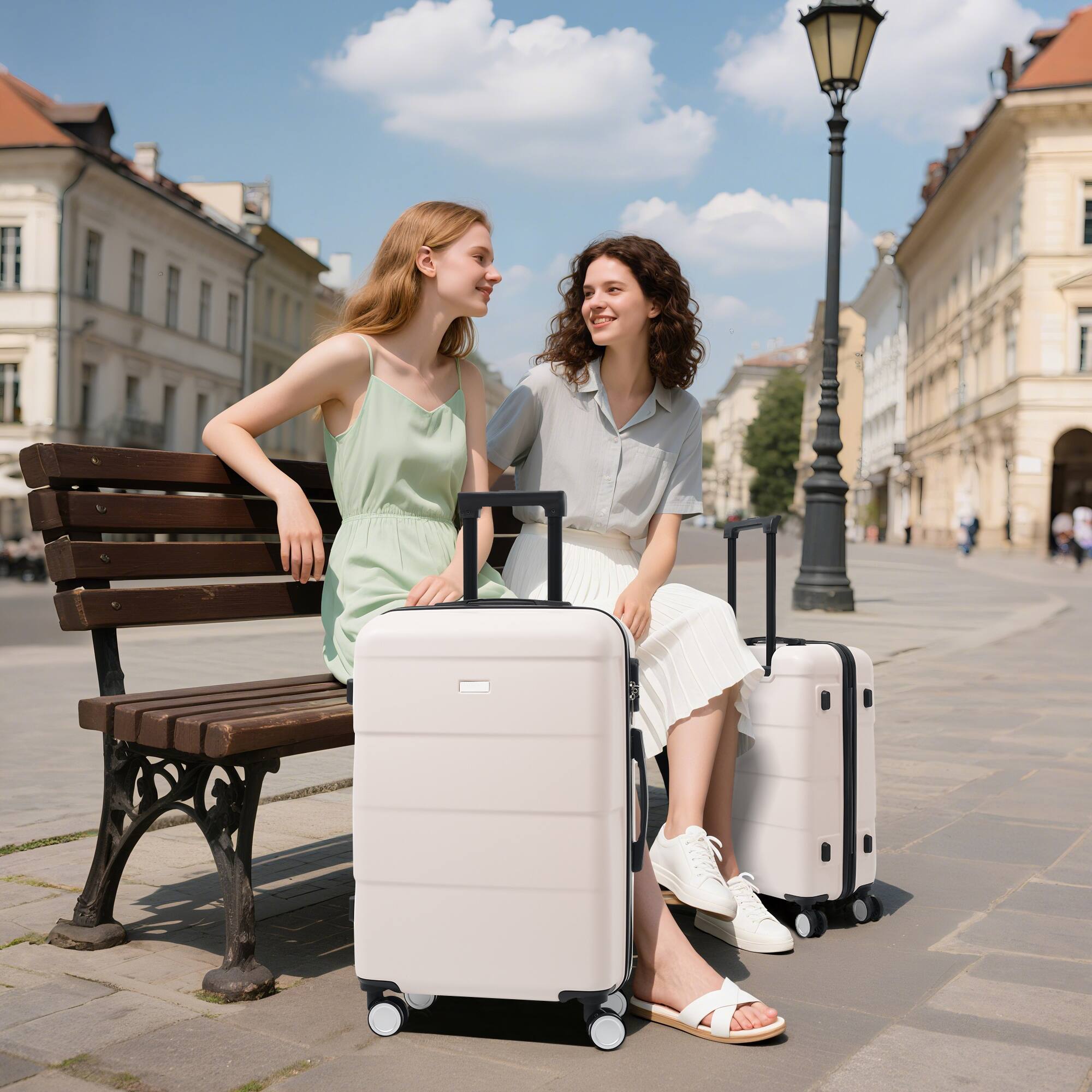 Alt View 1. Boyel Living - Light Pink Hardshell Luggage Set Spinner Suitcase with TSA Lock ABS Lightweight Material - Light Blue.