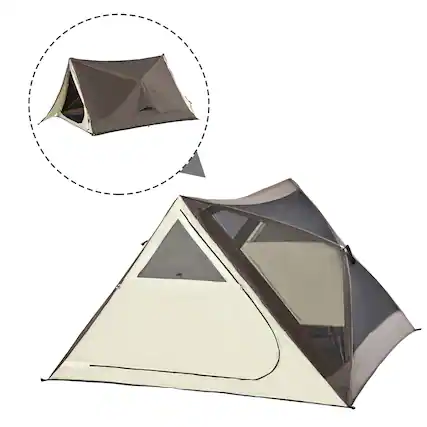 Front. Ecooso - 2-3 Person Pop Up Camping Tent, Waterproof Instant Tent with Rainfly, Windows, Doors, and Carry Bag for Outdoor Use - Brown.