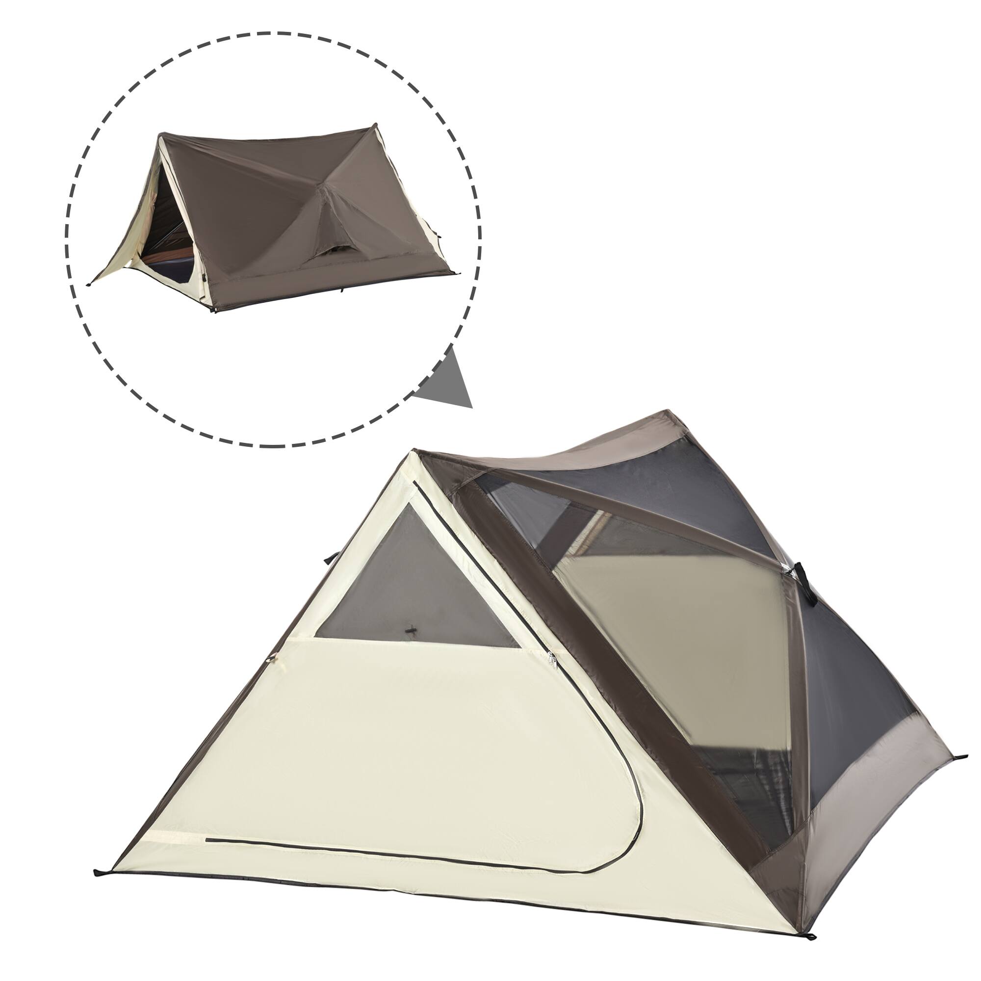 Front. Ecooso - 2-3 Person Pop Up Camping Tent, Waterproof Instant Tent with Rainfly, Windows, Doors, and Carry Bag for Outdoor Use - Brown.