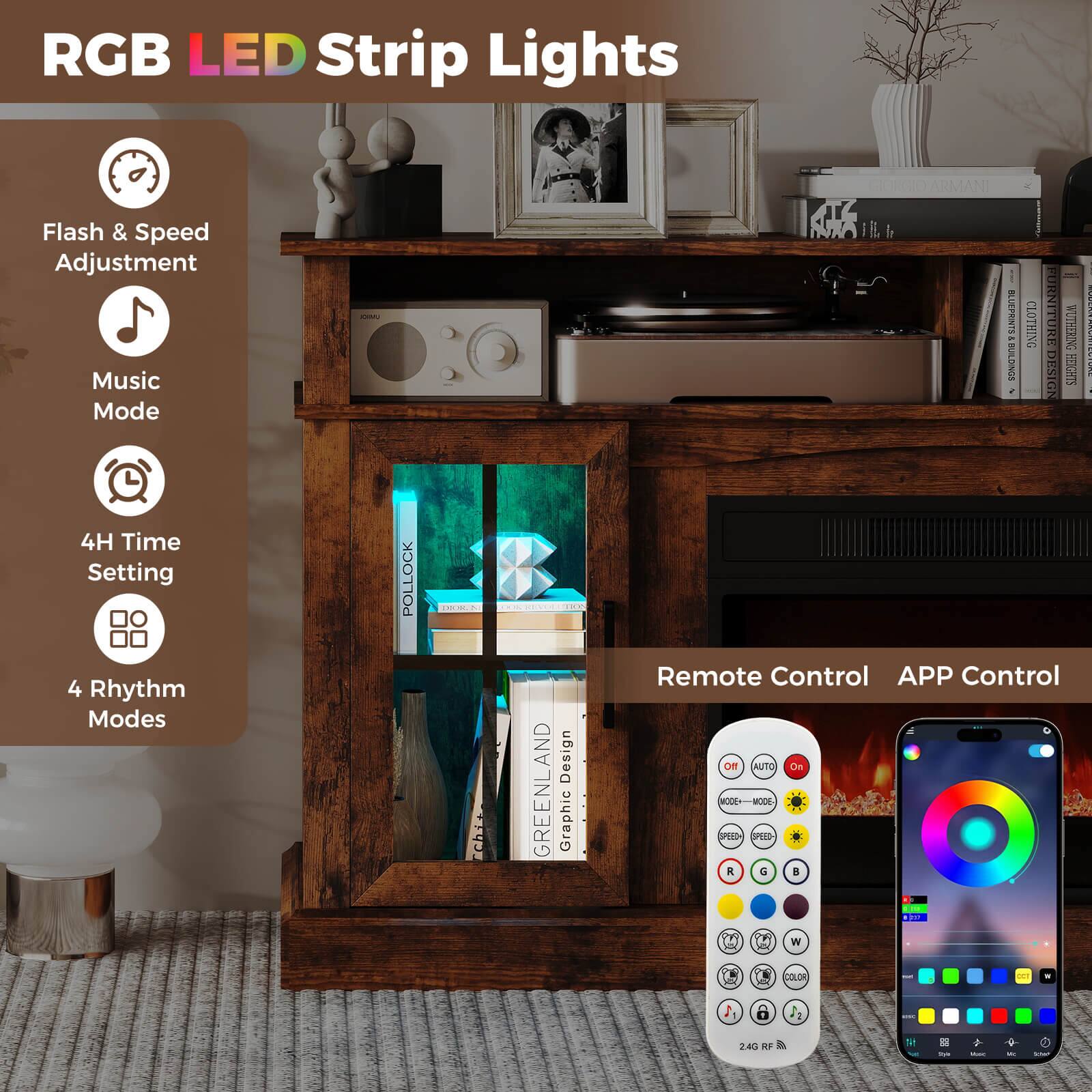RGB LED Strip Lights

- Flash & Speed Adjustment
- Music Mode
- 4H Time Setting
- 4 Rhythm Modes

Remote Control APP Control

- Graphic Design
- 2.4G RF

COLOR: 245