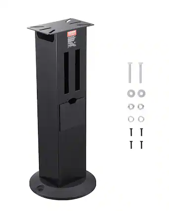 Front. VEVOR - Bench Grinder Stand, Heavy-Duty Bench Grinder and Vise Floor Pedestal with 11" x 6.7" Mounting Plate - Black.