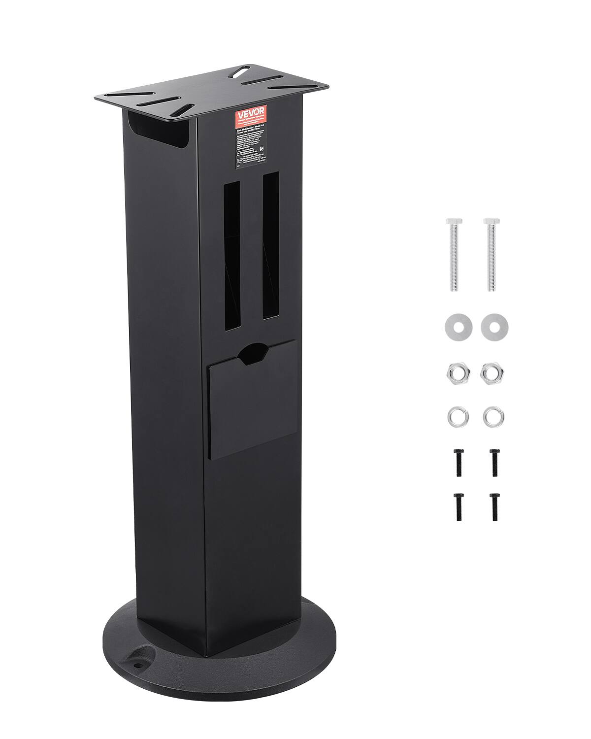 Front. VEVOR - Bench Grinder Stand, Heavy-Duty Bench Grinder and Vise Floor Pedestal with 11" x 6.7" Mounting Plate - Black.