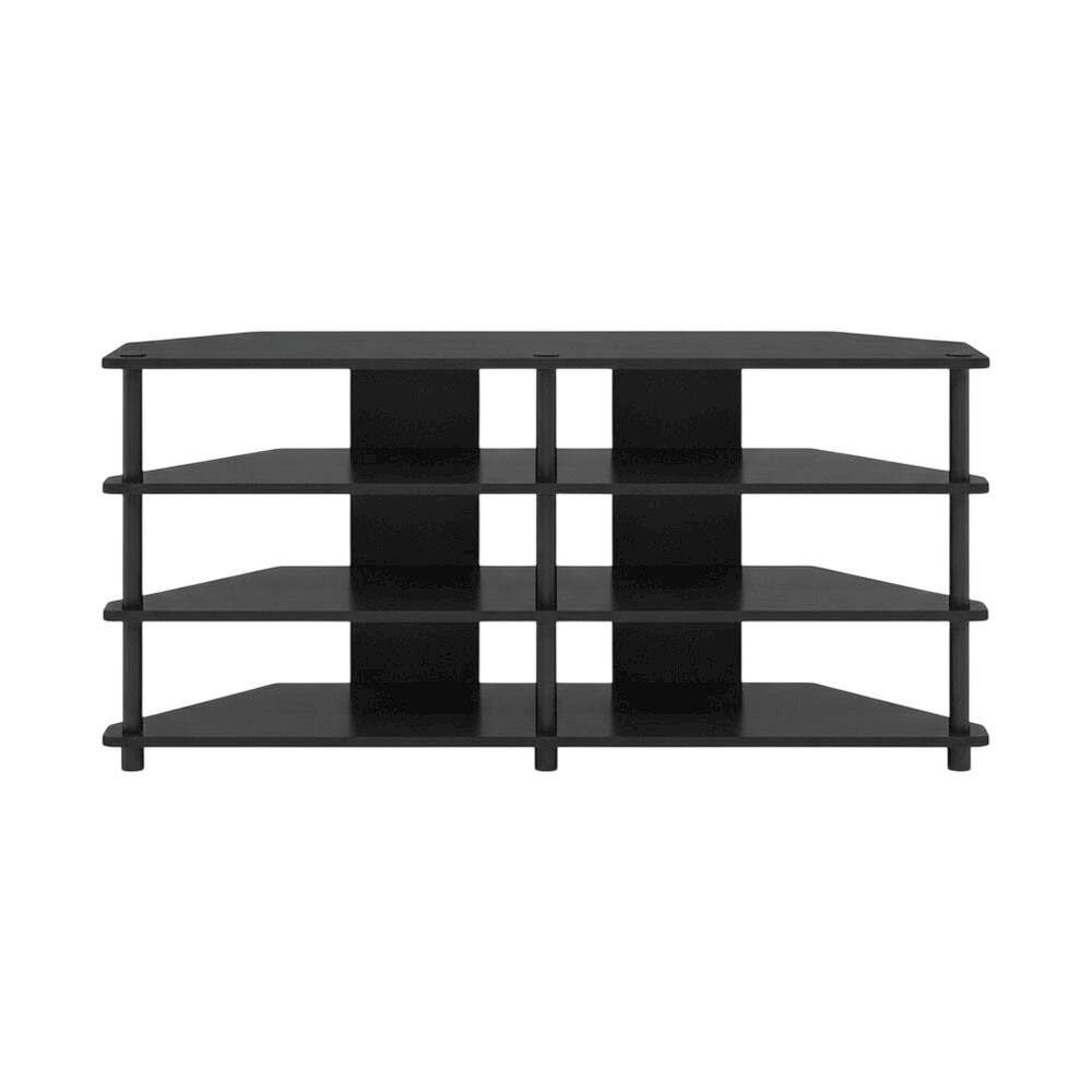 Alt View 3. FurniFact - Corner TV Stand for 55-Inch TVs in Blackwood and Black Finish with Easy Assembly - Gold.