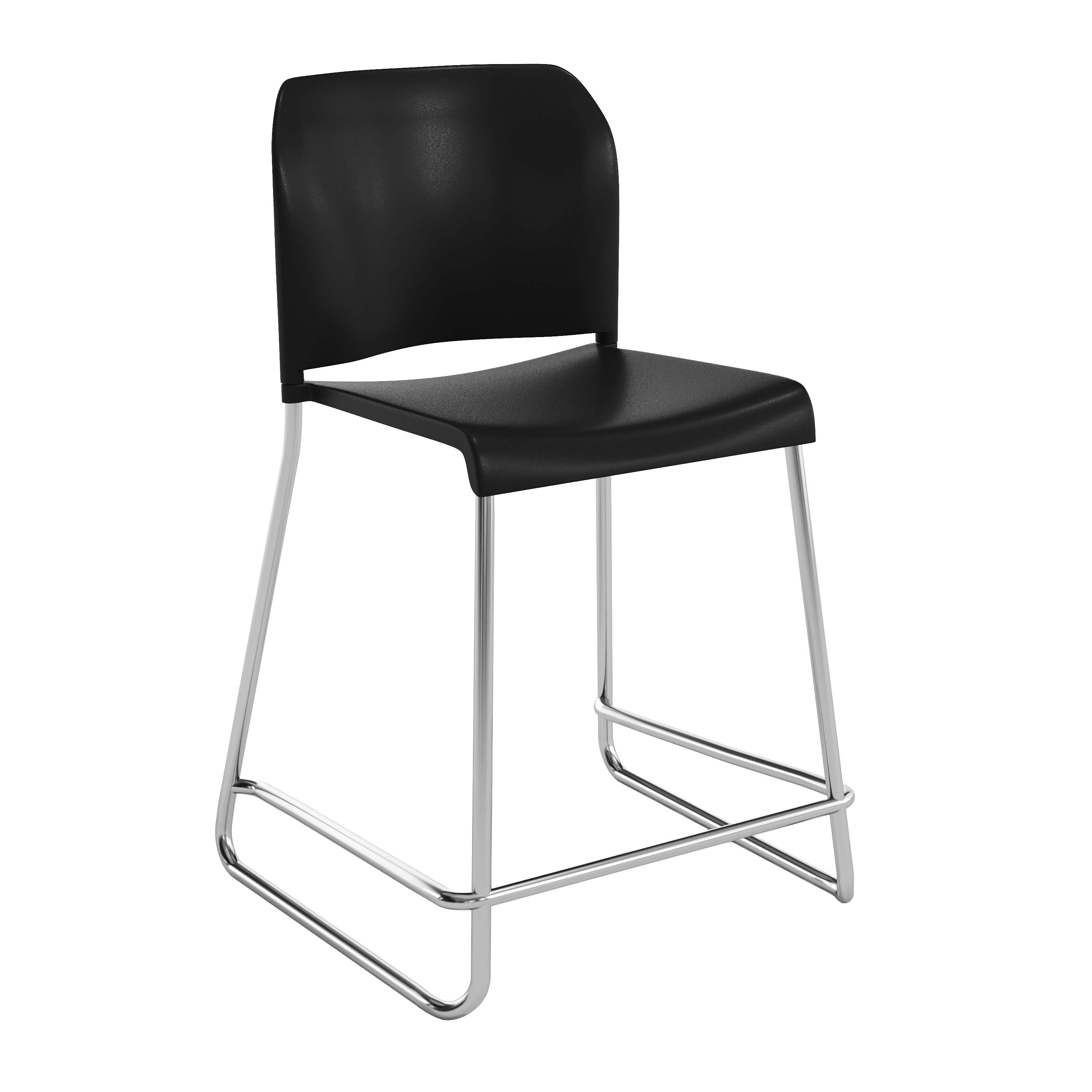 Emma + Oliver - Calliope Stackable Office Reception Counter Stool with Contoured Backrest and Chrome Sled Base - Black Plastic/Chrome Frame price history on PriceWatchPro