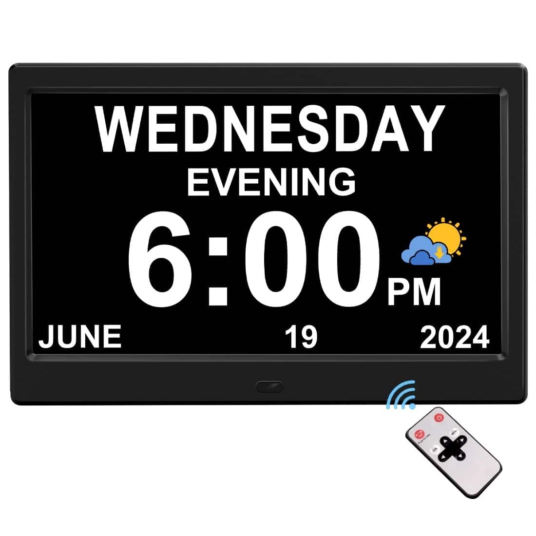 Dazzed Corner - Digital Alarm Clock with Day and Time, Auto Dimmable Clock - Black