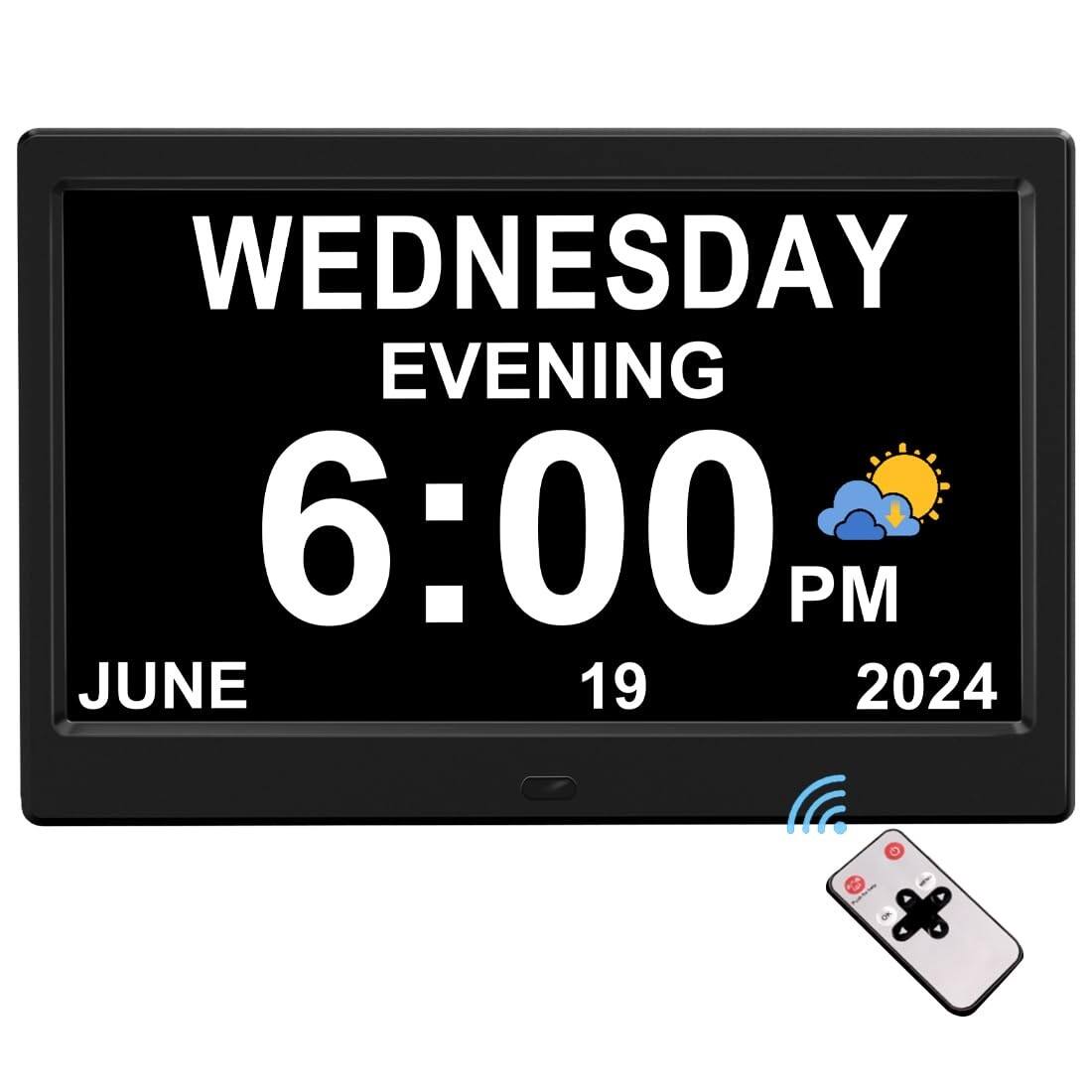 Dazzed Corner - Digital Alarm Clock with Day and Time, Auto Dimmable Clock - Black