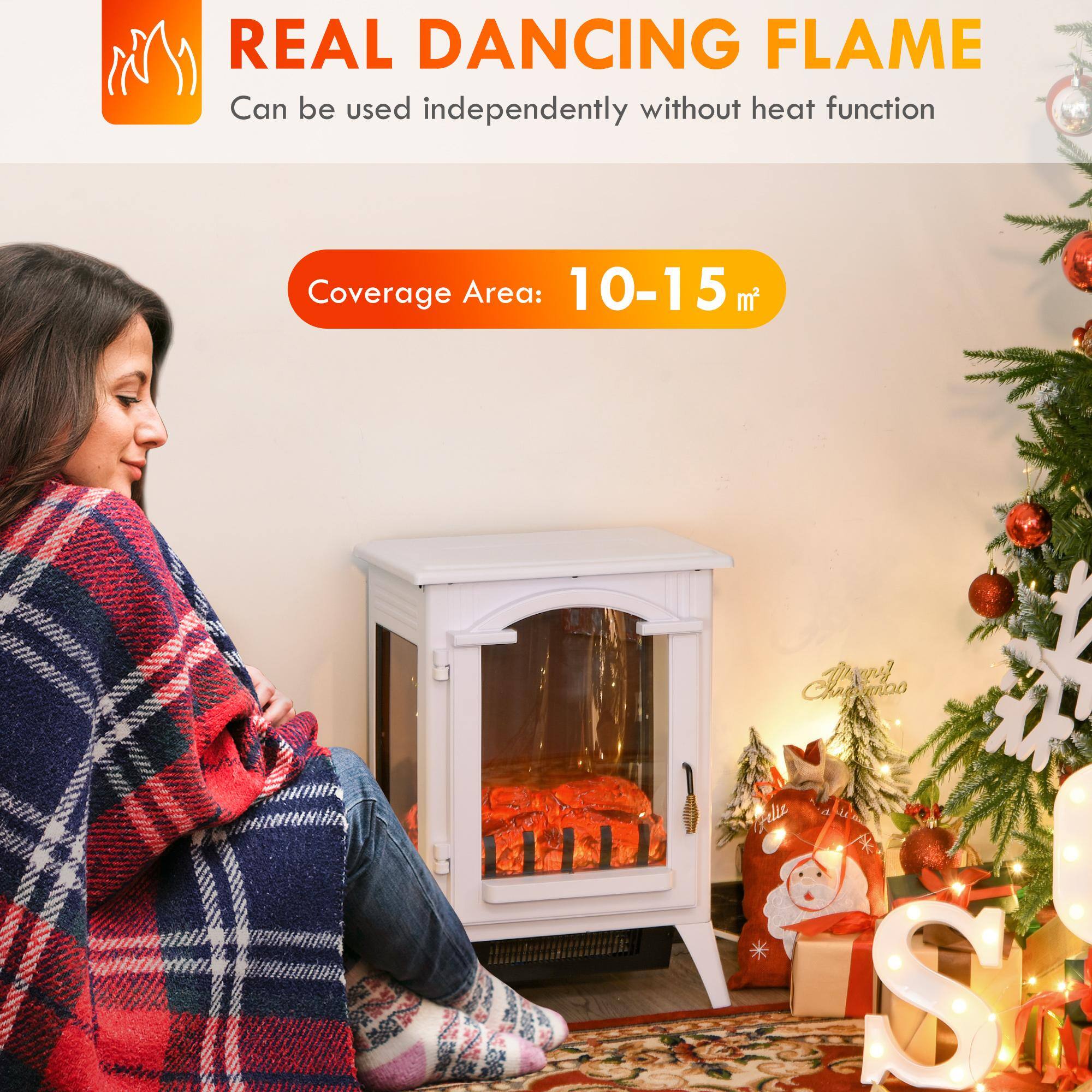 REAL DANCING FLAME  
Can be used independently without heat function  

Coverage Area: 10-15 m²