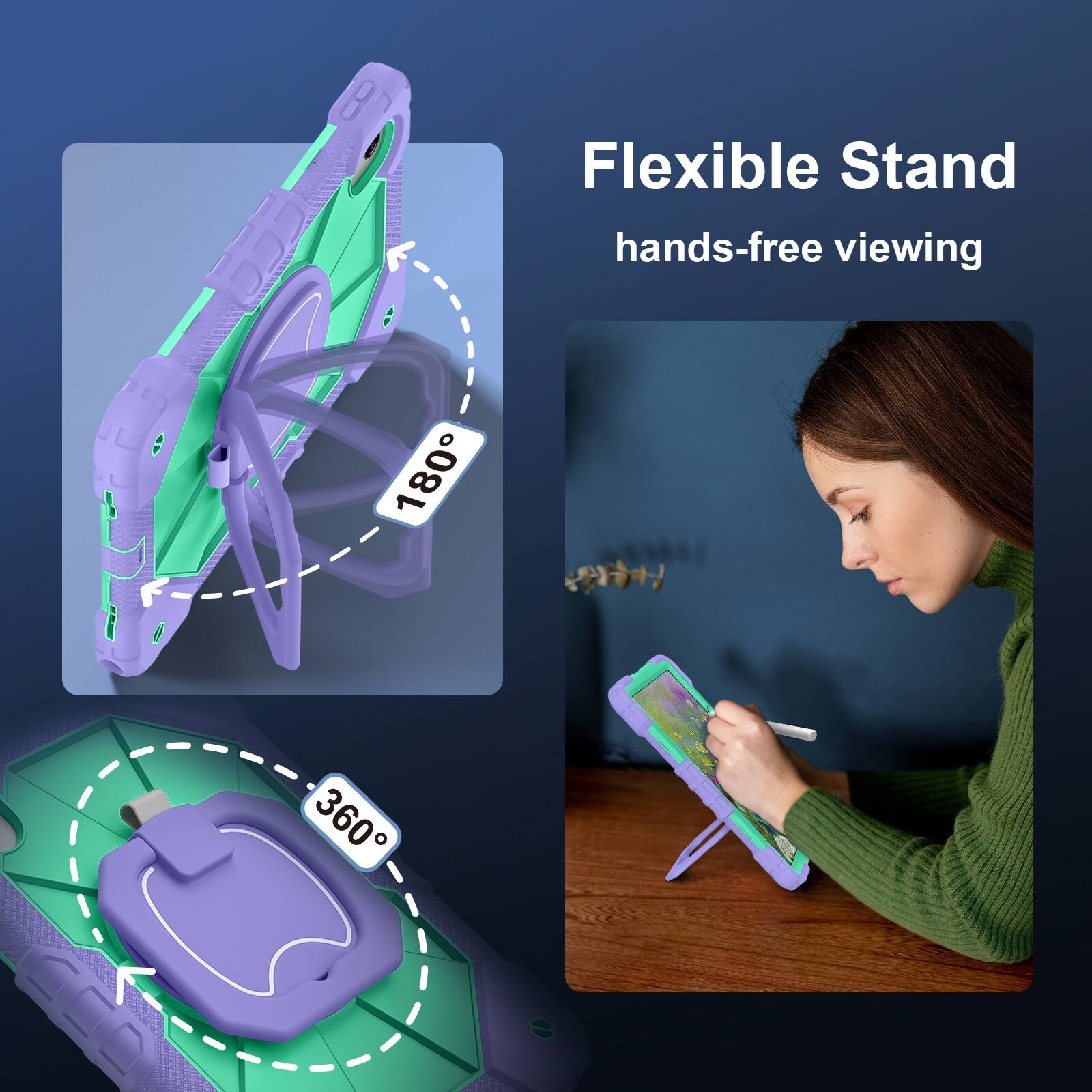 8%  
Flexible Stand hands-free viewing  
180°  
360°