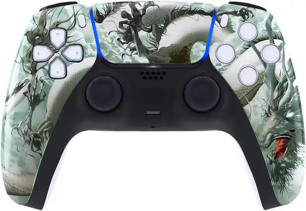 Front. ProControllers - Custom Wireless Controller for PS5 - White Dragon.