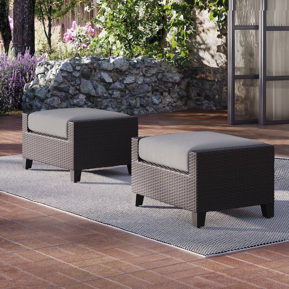 Alt View 1. New Classic Furniture - Skye Set Of 2 Ottomans-Gray - Brown.