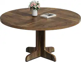 Acekool - Kitchen Table Round Dining Table for 4 47 in Rustic Kitchen Table - Yellow