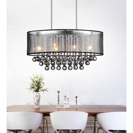 Front. CWI Lighting - Radiant 6 Light Drum Shade Chandelier With Chrome Finish - Chrome.
