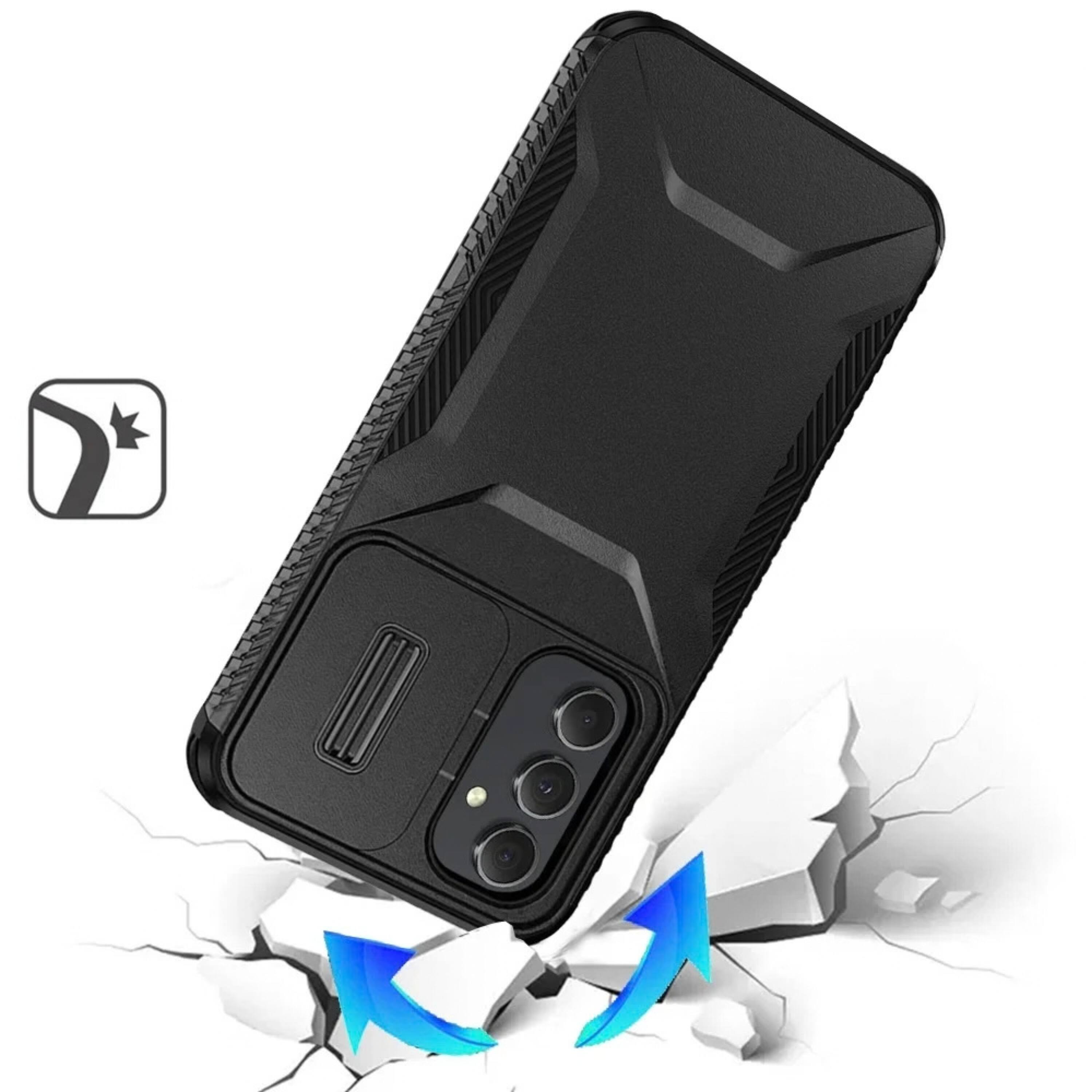Kitcheniva Rugged Side Grip Sliding Lens Cover Phone Case With Tempered ...