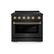 Front. ZLINE - Autograph 36 in. 5.2 cu. ft. Paramount Freestanding Induction Range w/ 5 Burners in Black Steel & Bronze Helix Handle - Stainless Steel.