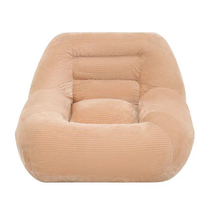 Front. GOODSILO - Plush Corduroy Fabric Beanbag Sofa for Cozy Living Spaces and Comfortable Lounging - Pink.