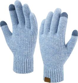 Cozy Serene - Womens Winter Warm Touchscreen Gloves Thermal Knit Cold Weather Gloves for Women (Touchscreen, Heated) - Blue-One Size