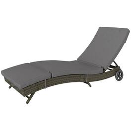 Resenkos - Patio Wicker Chaise Lounge Chair Resenkos, Adjustable Backrest Sun Lounger, PE Rattan - Gray