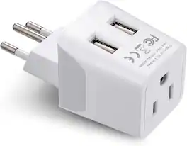 Ceptics - Switzerland Travel Adapter Plug with Dual USB + Usa Input - Type J - Ultra Compact - White