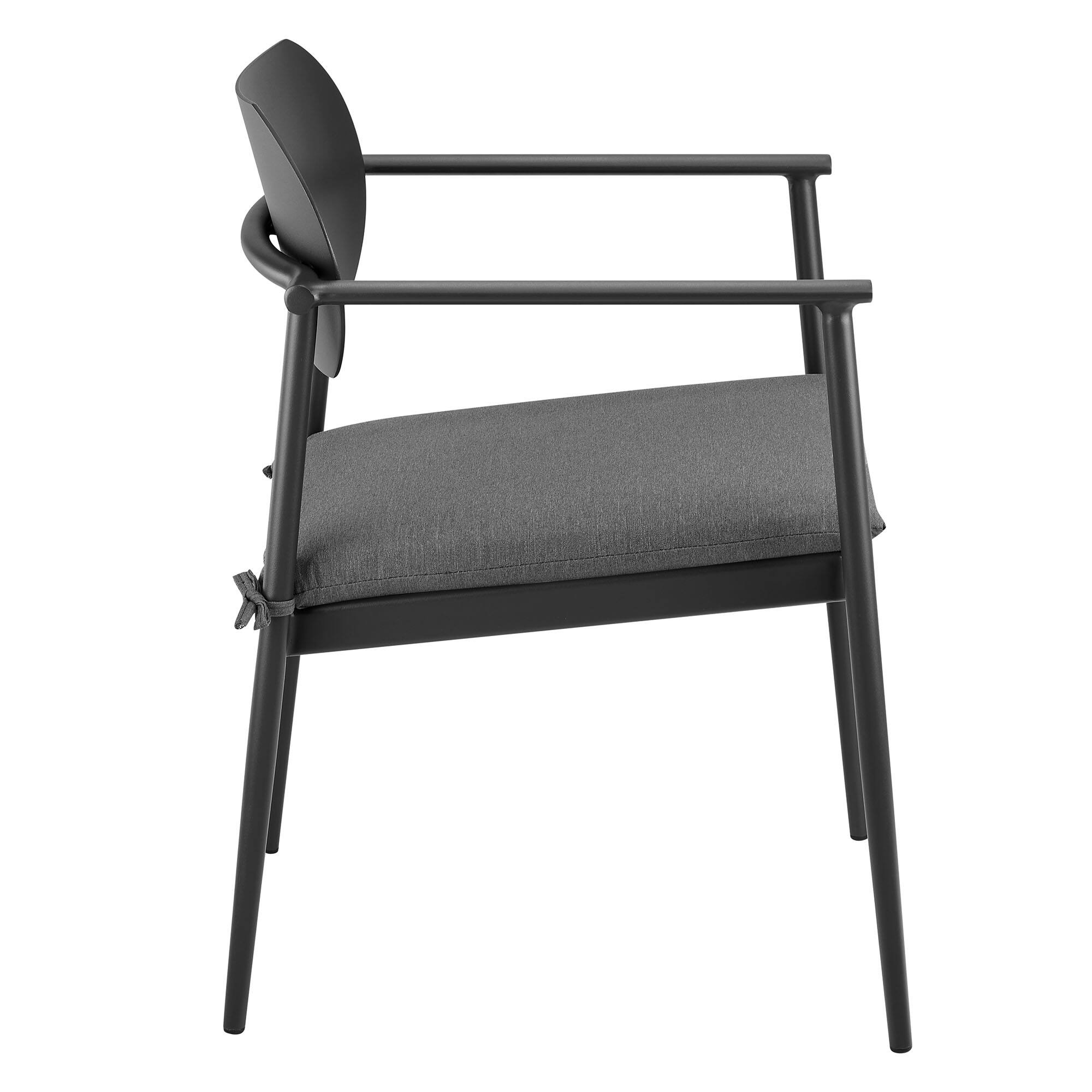 Alt View 4. Modway - Aeris Stackable Outdoor Patio Aluminum Dining Armchair Set of 2 by Modway - Charcoal.