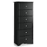 Costway - 6 Drawer Chest Dresser Clothes Storage Bedroom Tall Furniture Cabinet - Black