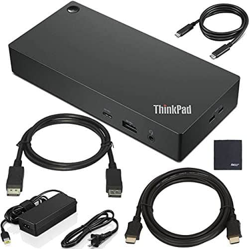 Lenovo - ThinkPad USB Type-C Dock Gen 2 (40AY0090US) with HDMI and DisplayPort Cables and AOM Starter Bundle