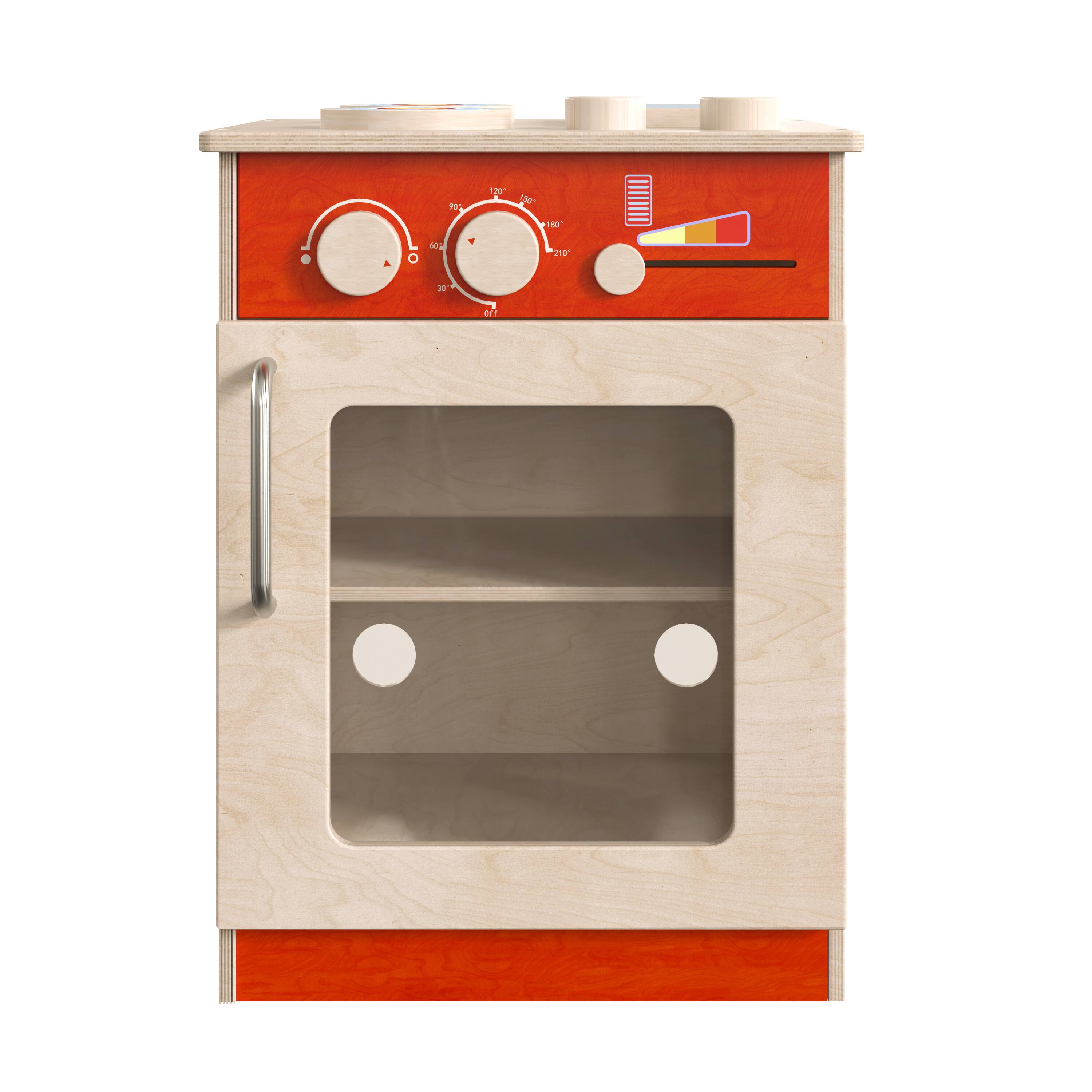 Angle. Flash Furniture - Bright Beginnings Commercial Grade Wooden Children's Kitchen Stove with Integrated Storage - Natural.