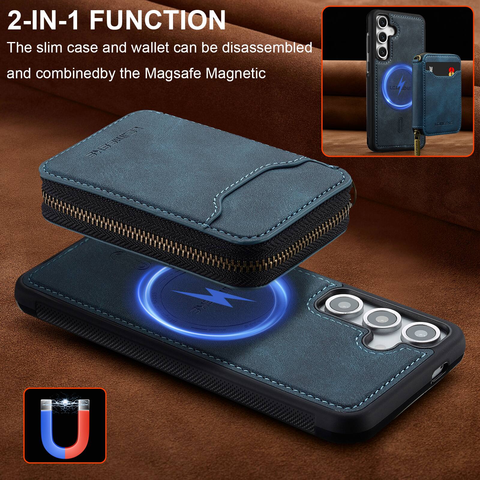 2-IN-1 FUNCTION  
The slim case and wallet can be disassembled and combined by the Magsafe Magnetic.