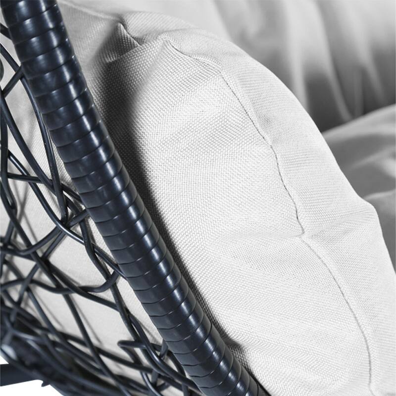 Alt View 2. LeisureMod - Recluse Modern Wicker Teardrop Hanging Egg Chair with Stand - Heavy Duty, Outdoor Indoor Swing Chair & Cushion - Arctic White.