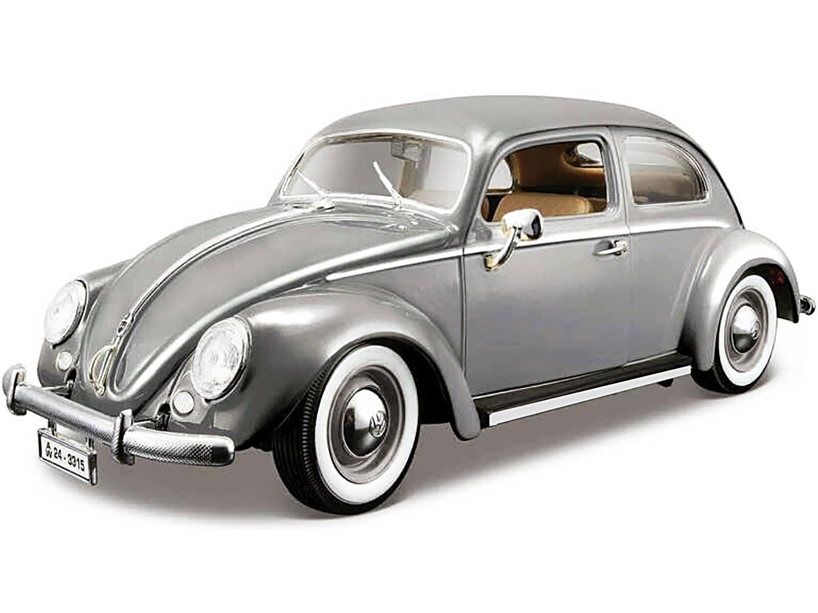 Angle. Bburago - 1955 Volkswagen Kafer Beetle Gray 1/18 Diecast Model Car by Bburago - Gray.