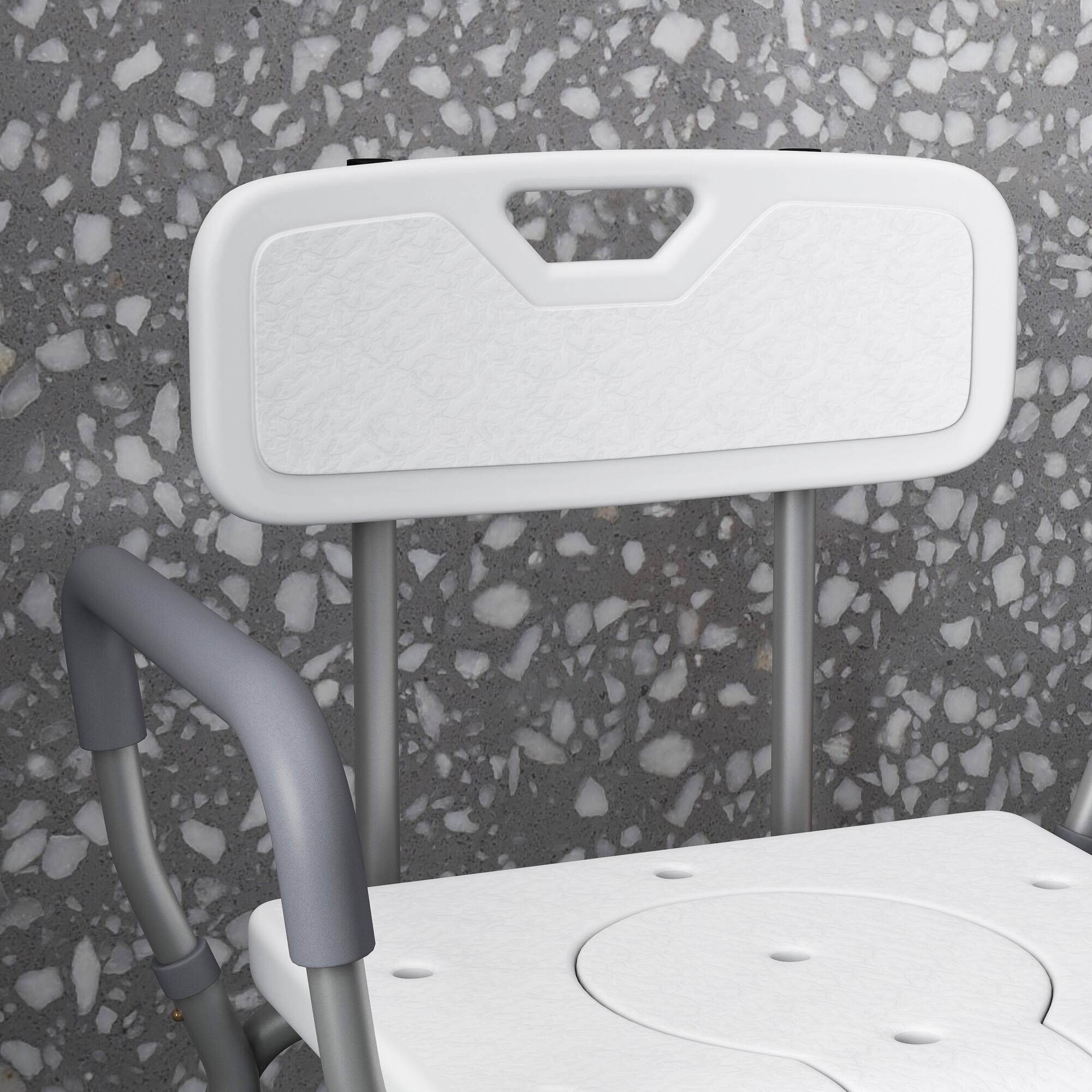 Alt View 8. Homcom - 3-in-1 Shower Chair with Back and Arms, Height Adjustable Bedside Commode, Raised Toilet Seat - White.