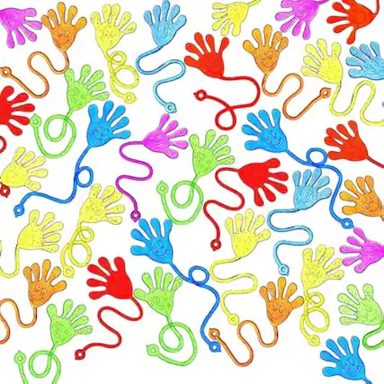 Front. Joyfy - 120 Pcs Sticky Hands Party Favors for Kids Assorted Stretchy Slappy Hands Fun Fidget Toys for Kids,Stocking Stuffers - colorful.