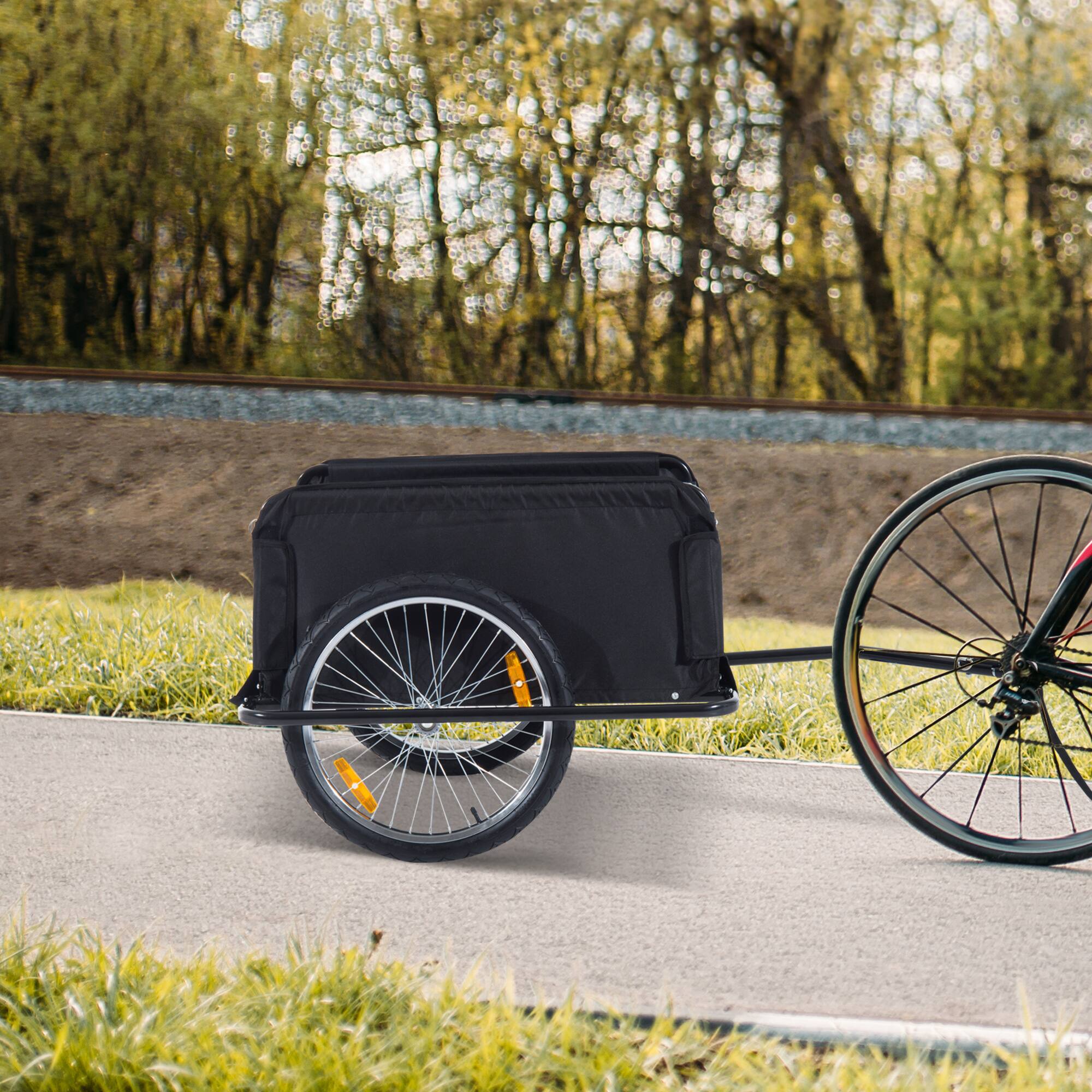 Alt View 1. Aosom - Bicycle Cargo Trailer - Black and Red.